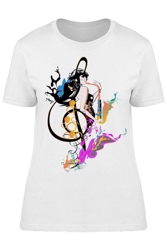 Abstract Musician W/musical Note T-Shirt Women -Image by Shutterstock, Female XX-Large