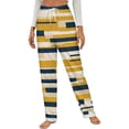thumbnail image 1 of Abstract Mustard Navy Stripes Art Winter Female Pants Flannel High Waist Women Pants Lady Warm Straight Leg Plush Trousers, 1 of 7