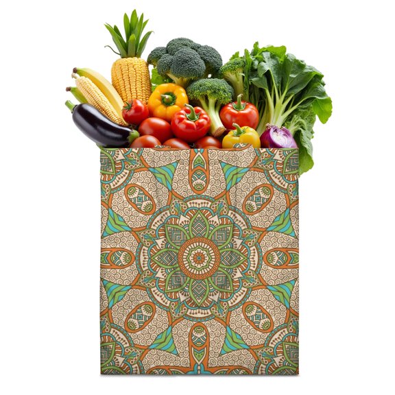 Abstract Mystic Mandala Reusable Fabric Tote - Large Capacity Washable Grocery Bag