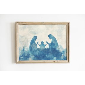Abstract Nativity Print, Minimalist Holy Family Wall Art