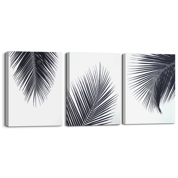 Abstract Nature Palm Tree Leaves Print On Wrapped Canvas Wall Art Set