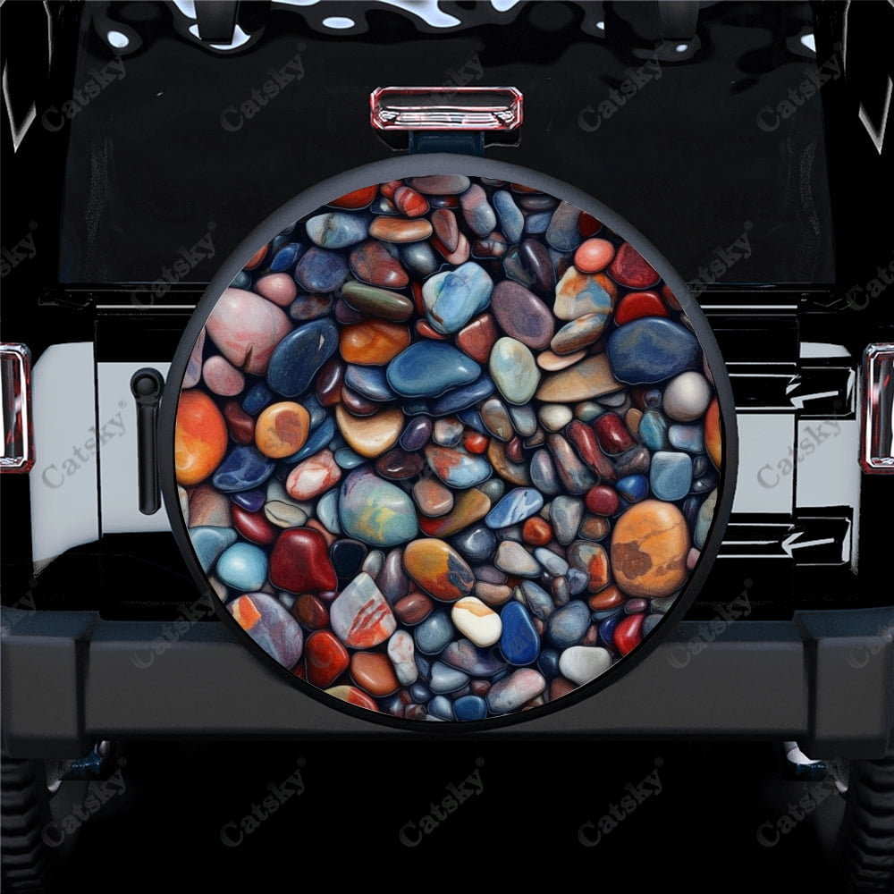 Abstract Nature Pebbles Art Pattern Polyester Universal Spare Wheel ...
