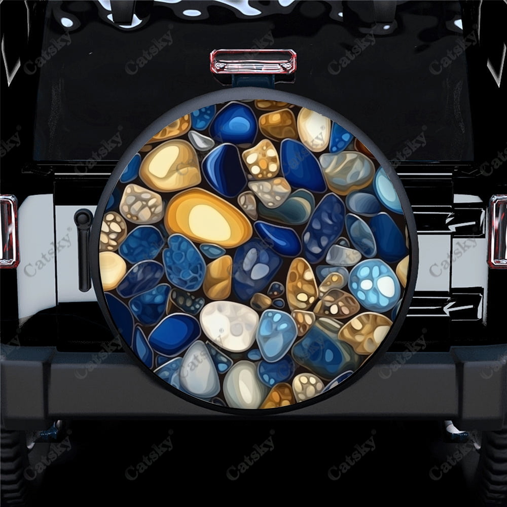 Abstract Nature Pebbles Art Pattern Polyester Universal Spare Wheel ...