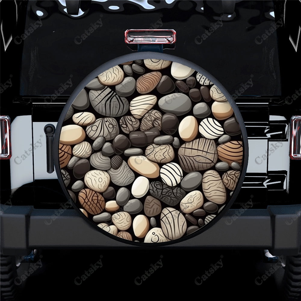 Abstract Nature Pebbles Art Pattern Polyester Universal Spare Wheel ...