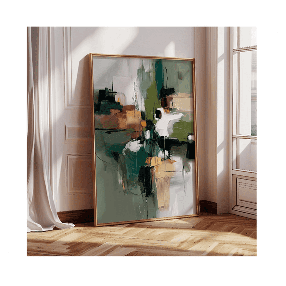 Abstract Natureinspired Poster Green And Earth Tone Modern Wall Art ...