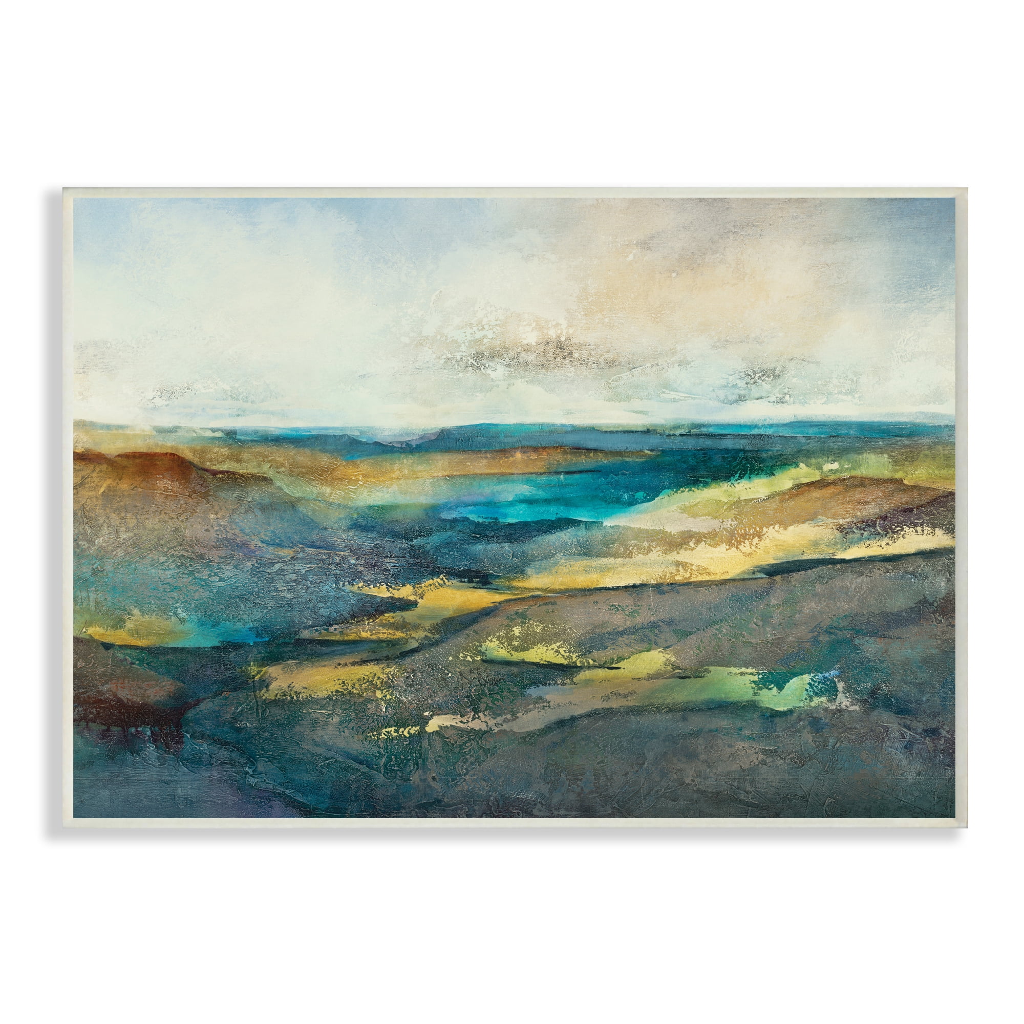 Stupell Industries Abstract Nautical Cliff Landscape Blue Green Hills,13 x 19,Designed by Scott Brems