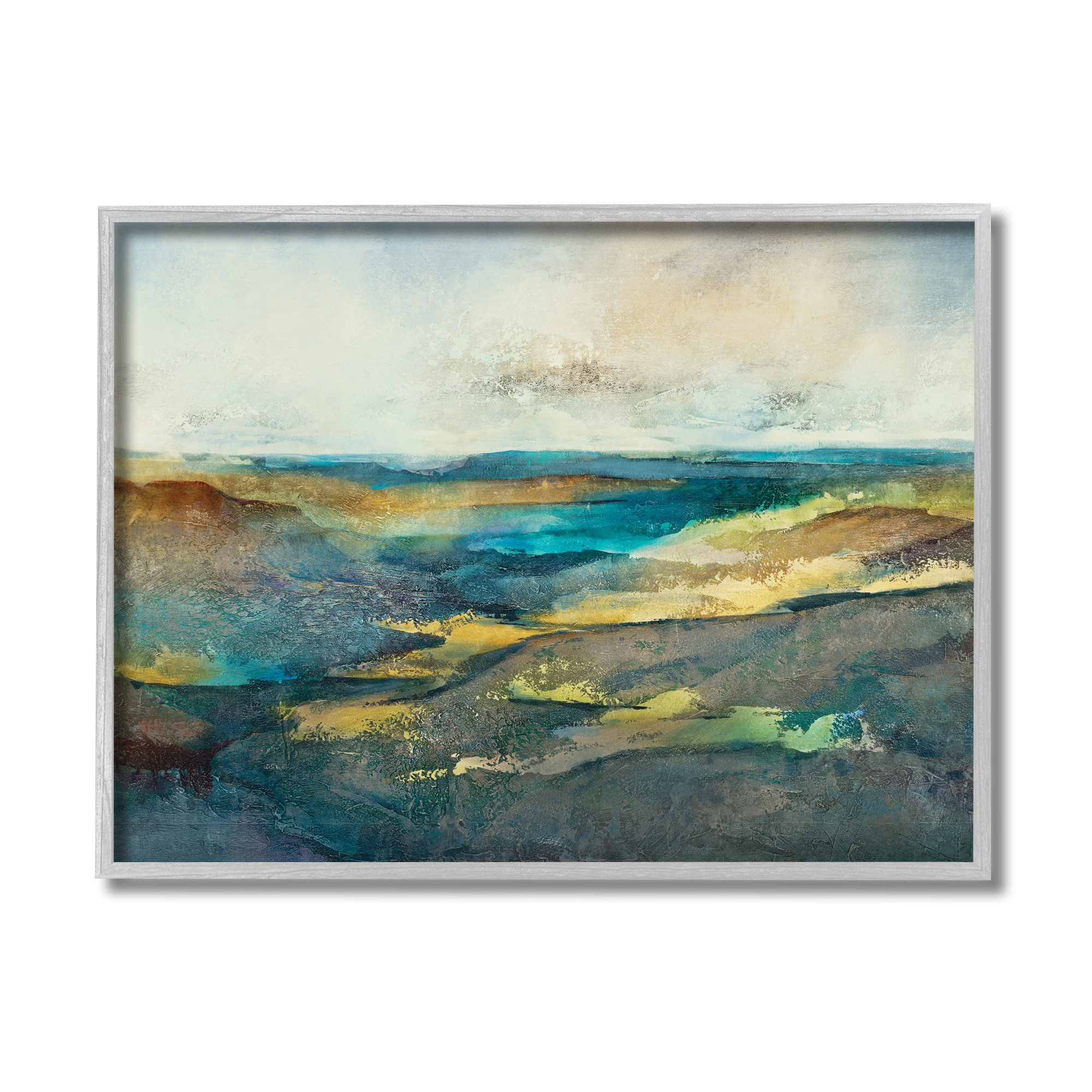 Stupell Industries Abstract Nautical Cliff Landscape Blue Green Hills,16 x 20,Designed by Scott Brems