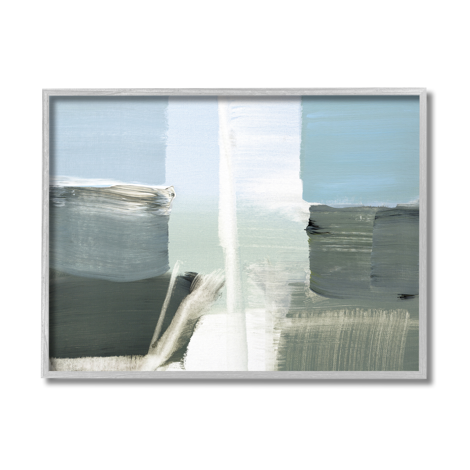 Abstract Nautical Inspired Split Blue White Landscape 20 in x 16 in Framed Painting Art Prints, by Stupell Home Décor