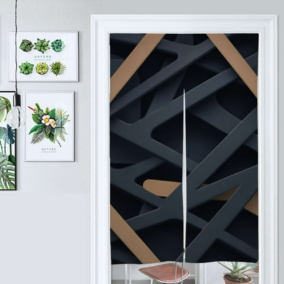 Abstract Navy Beige Design Door Curtain Nordic Living Room DoorCurtain Porch Partition Curtain Kitchen Rative Half Curtain