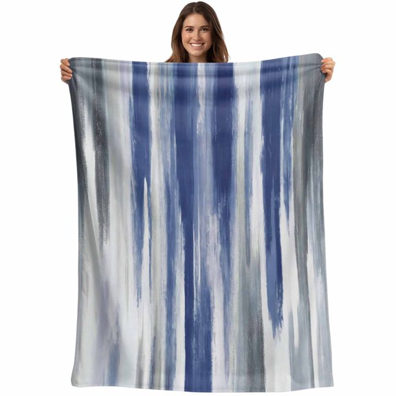 Abstract Navy Blue Blanket Soft Cozy Warm Throw Blanket for Couch, Plush Fuzzy Flannel Fleece Blankets for Sofa, Vintage Grey Street Painting Art Bed Blankets Lightweight Gifts for Women, 40"x50"