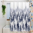 thumbnail image 1 of Abstract Navy Blue Forest Silhouette Shower Curtain for Bathroom, Nature Landscape on White Waterproof Shower Curtains Washable Quick Dry with Hooks Bathtub Curtains 72x72IN, 1 of 9
