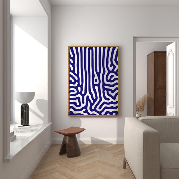 Abstract Navy Blue Mcm Wall Art, Mid Century Modern Decor, Mid Century Wall Art Poster, Living Room Wall Art, Above Bed Art454, Unframed Poster Size 8x12