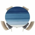thumbnail image 1 of Abstract Navy Blue Ombre Stripe Art Fitted Round Tablecloths Elastic Edged Table Covers 36"-44",Modern Color Line Texture Waterproof Dining Room Kitchen Table Cloth for Holiday Party Tables Decor, 1 of 8