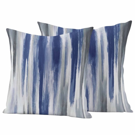 Abstract Navy Blue Outdoor Waterproof Pillow Covers, Vintage Grey Street Painting Art Decorative Square Throw Pillowcase Sofa Cushion Sham for Patio/Couch/Chair, 16"x16" 2 Pack