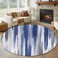 thumbnail image 1 of Abstract Navy Blue Round Area Rug 7 FT, Non Slip Living Room Area Carpet, Vintage Grey Street Painting Art Washable Soft Circular Rug Non-Shedding Floor Carpet for Bedside Office Play Room Classroom, 1 of 9