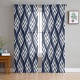 thumbnail image 1 of Abstract Navy Blue,Semi Sheer Curtains 72 Inch Length 2 Panels Set,Modern Minimalistic Geometric Stripes Sheer Kitchen Curtain Privacy Voile Window Curtain for Living Room Bedroom Rod Pocket Drapes, 1 of 7