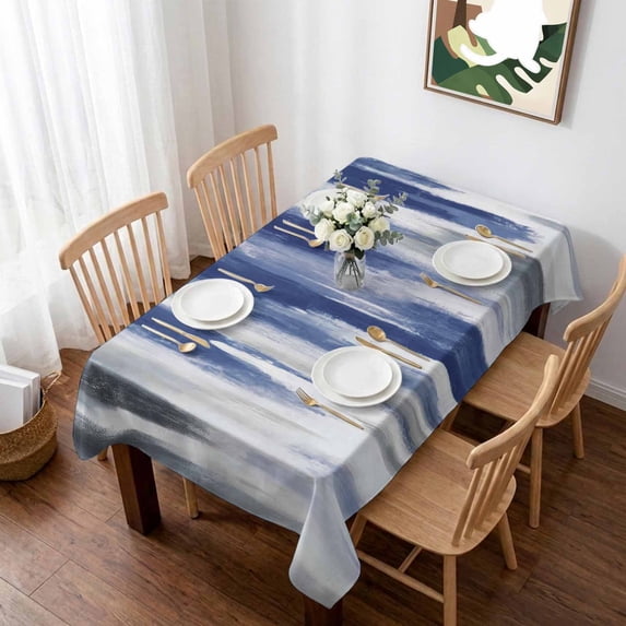 Abstract Navy Blue Table Cloth Waterproof Tablecloths, Vintage Grey ...