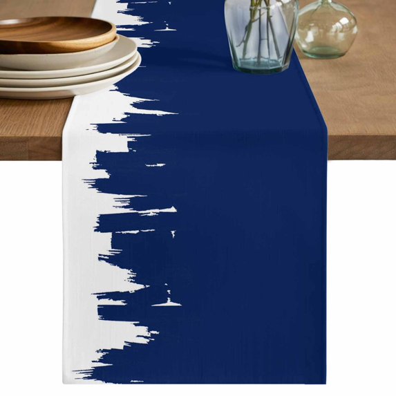 Abstract Navy Blue Table Runner 36 Inches, Modern Minimalist Graffiti Artwork Bed Runner Dresser Scarves Tabletop for Indoor Outdoor Parties/Ceremony/Banquet, 13"x 36"
