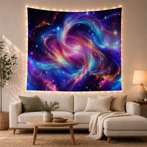 Abstract Nebula Vortex with Blue Magenta Light, Mysterious Fantasy Style for Astronomy Fans, Galaxy Wall Art, Housewarming Gift, Tapestry Wall Hanging for Bedroom and Dorm