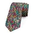 thumbnail image 1 of Abstract Necktie, Assorted Curvy Thick Lines, Dress Tie, 3.7", Multicolor, by Ambesonne, 1 of 3
