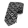 thumbnail image 1 of Abstract Necktie, Japanese Seigaiha Waves, Dress Tie, 3.7", Charcoal Grey and White, by Ambesonne, 1 of 3