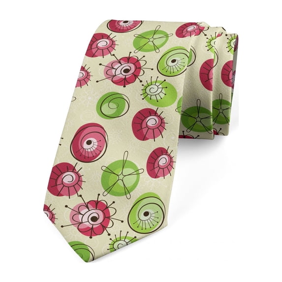 Abstract Necktie, Surrealistic Floral, Dress Tie, 3.7", Multicolor, by Ambesonne