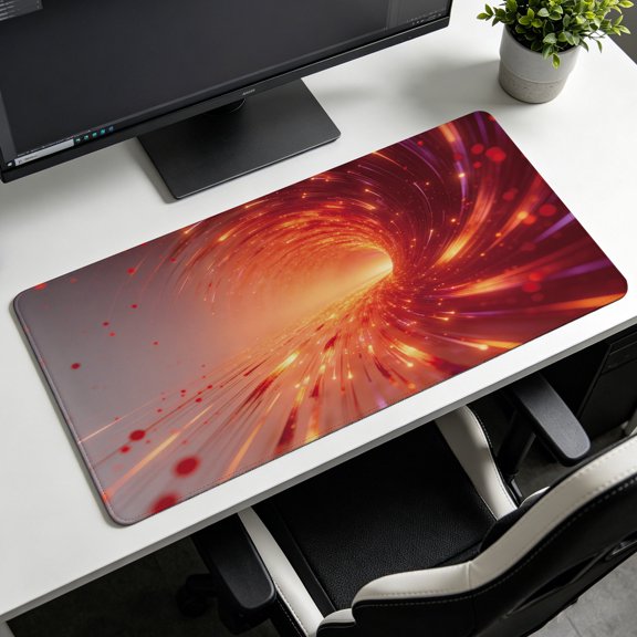 Abstract Neon Fiber Optic Light Tunnel Mouse Pad,Non Slip Rubber Pad,Desktop Decoration Drotection Pad,Washable,Lock Edge Multi Size,Mousepad for Home