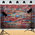 thumbnail image 1 of Abstract Neon Painted Brick Wall Background Damaged Rustic Texture Vibrant Graffiti Grunge Photography Backdrops BK-01, 1 of 5