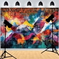 thumbnail image 1 of Abstract Neon Painted Brick Wall Background Damaged Rustic Texture Vibrant Graffiti Grunge Photography Backdrops BK-04, 1 of 5