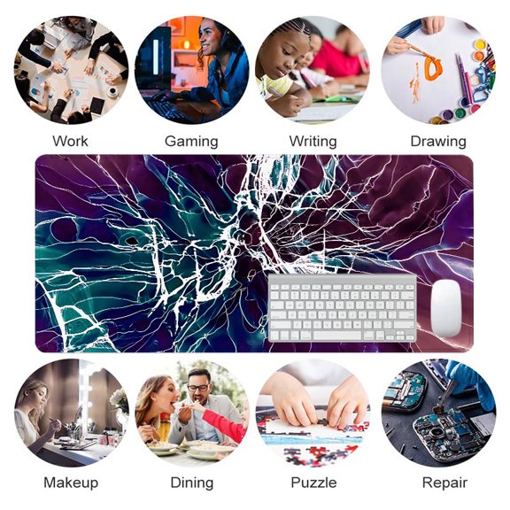 Abstract Neon Web Design Mouse Pad 31.5 x 11.82 inches Rubber Desk Accessory for Office Gaming Home Use