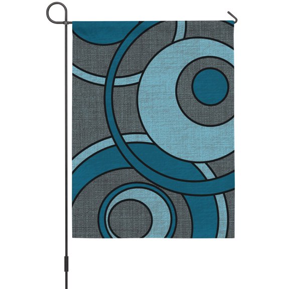 Abstract Nested Rings House Flags For Outdoor, Blue White Concentric Circle Gray Small Double Side Yard Flags Weather Proof House Decor for Lawn Outside Holiday 28 x 40 Inches
