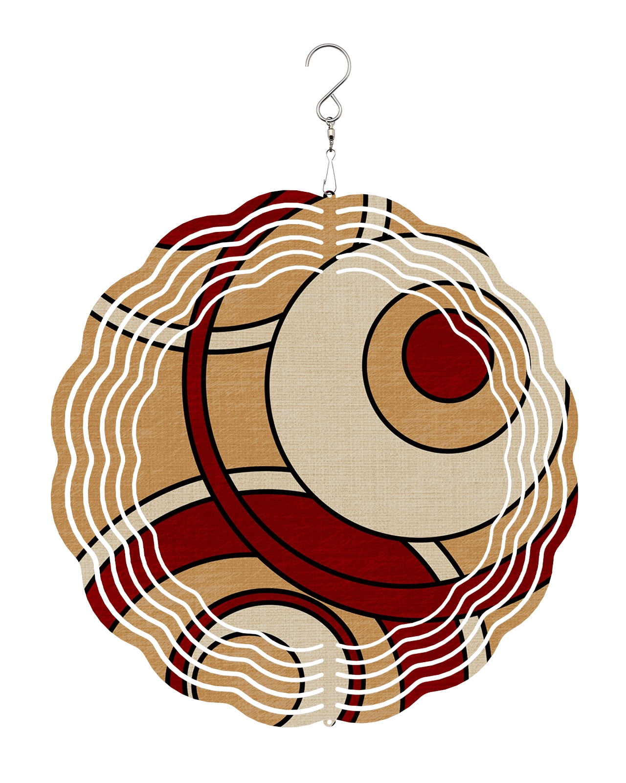 Abstract Nested Rings Wind Spinner for Garden Yard 8In, Retro Red Cream ...