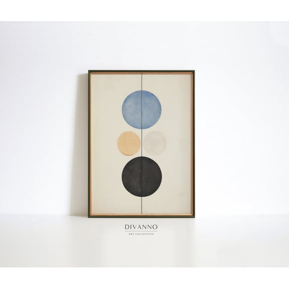 Abstract Neutral Circles Geometric Poster, Unframed Size 8x12