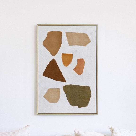 Abstract Neutral Earth Tones Beige Abstract Shapes Collage, Unframed Paper Print Size 8x12