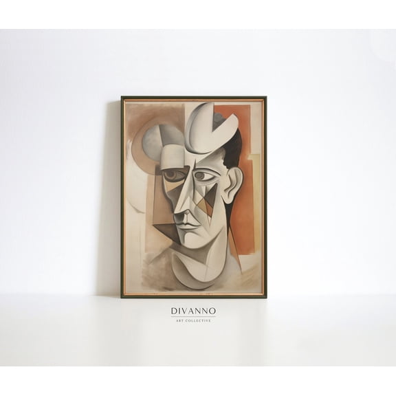 Abstract Neutral Man Modern Portrait Poster, Unframed Size 8x12