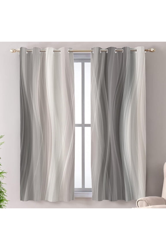 Abstract Neutral Tones Blackout Window Curtains, Smooth Lines Modern Aesthetic Thermal Insulated Curtains Grommet Drapes For Bedroom,Living Room 38"W x 45"L (Pack of 2)