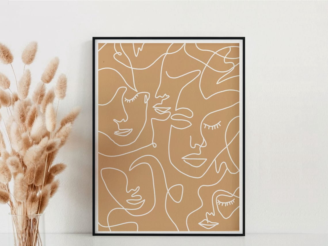 Abstract Neutral Wall Art Poster Minimalist Woman Line Drawingboho ...