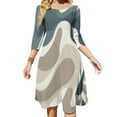 thumbnail image 1 of Abstract Neutral Wavy Design Sweetheart Knot Flared Dress Fashion Design Large Size Loose Dress Spring Summer Women Dress, 1 of 9