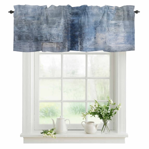 Bedliving Abstract Neutral Window Valance for Kitchen Bathroom Laundry Room, 54 x 18 Inch Rod Pocket Short Curtain, 1 Panel