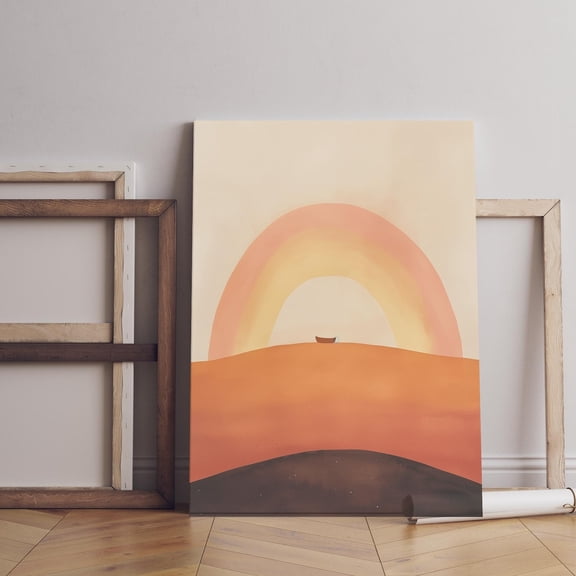 Abstract Noahs Ark and Rainbow Poster, Modern Christian Wall, Faith and Hope Decor, Bible-Inspired, Wall Art