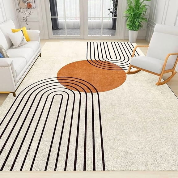 Abstract Nordic Boho Sun Area Rug, Modern Mid-Century Geometry Living Room Rugs, Washable Indoor Non-Slip Rug for Bedroom Kitchen Dining Room Home Office Floor Decor Rug 2 x 3ft