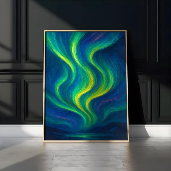 Abstract Northern Lights Poster Aurora Wall Art, 24x36 UNFRAMED