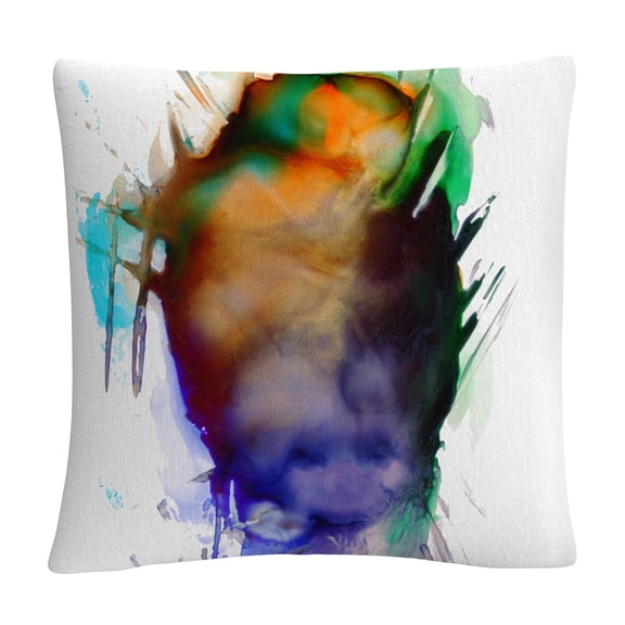 Abstract Number 07' Streaks Splash Splatter Paint By Masters Fine Art 16 X 16 Decorative Throw Pillow