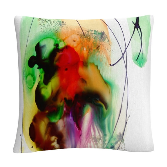 Abstract Number 09' Streaks Splash Splatter Paintmasters Fine Art 16 X 16 Decorative Throw Pillow