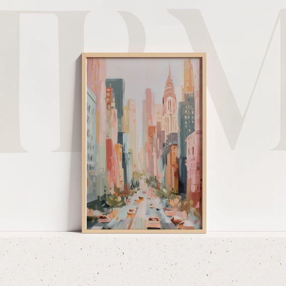 Abstract Nyc Skyline Print Modern Pastel Cityscape Art New York Print Neutral Decor Contemporary Poster, UNFRAMED