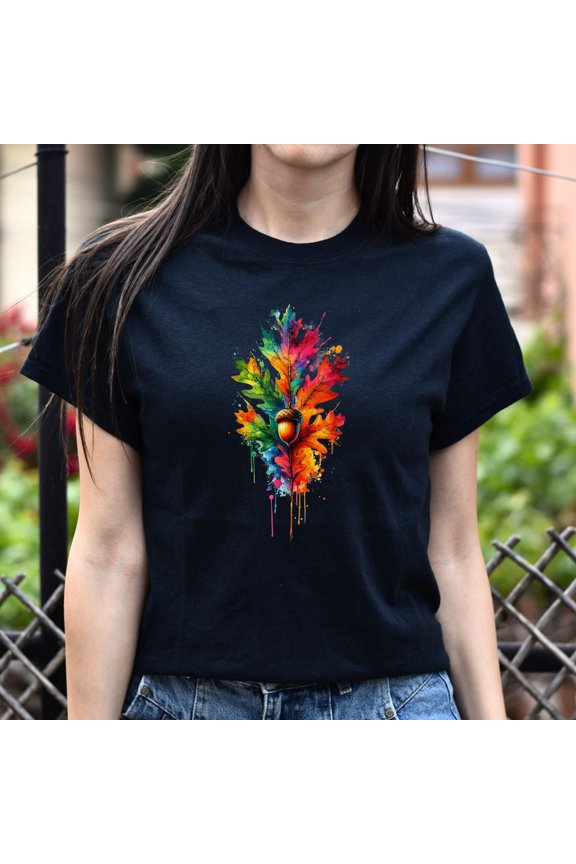 Abstract Oak Tree Leaf Color Splash T-Shirt