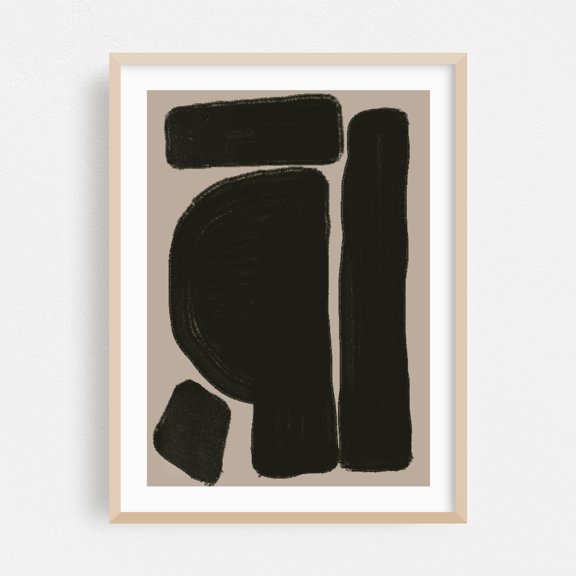 Abstract Objects - Photography Abstract Minimalist Geometric Modern Art Black and White Bauhaus Oak Framed Wall Art Print 5 x 7 inches
