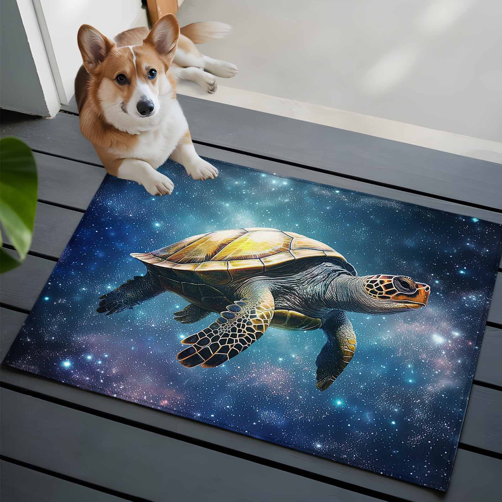 Turtle Themed Rug Abstract Ocean 2x3 Area Rugs for Living Room, Sea Turtle in Starry ...