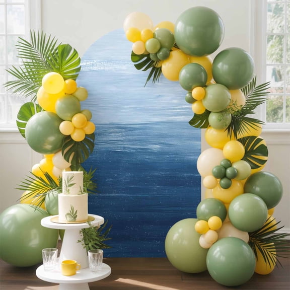 Abstract Ocean Arch Backdrop Cover, 4FT, Blue Gradient Oil Painting Texture Spandex Arch Covers Double-Sided Backdrop for Wedding Birthday Party Photo Background Decoration