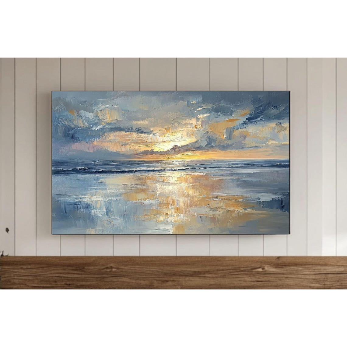 Abstract Ocean Beach Coastal Summer Wallpaper Modern Sunset Seascape ...